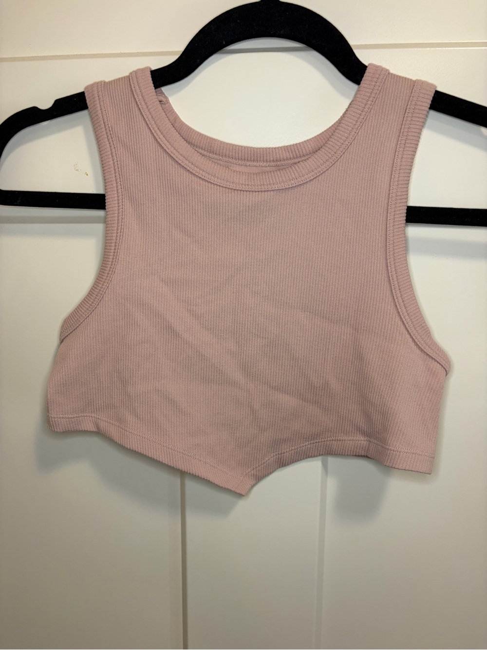 Suzette Collection Ribbed Cropped Tank Top - Dusty Pink